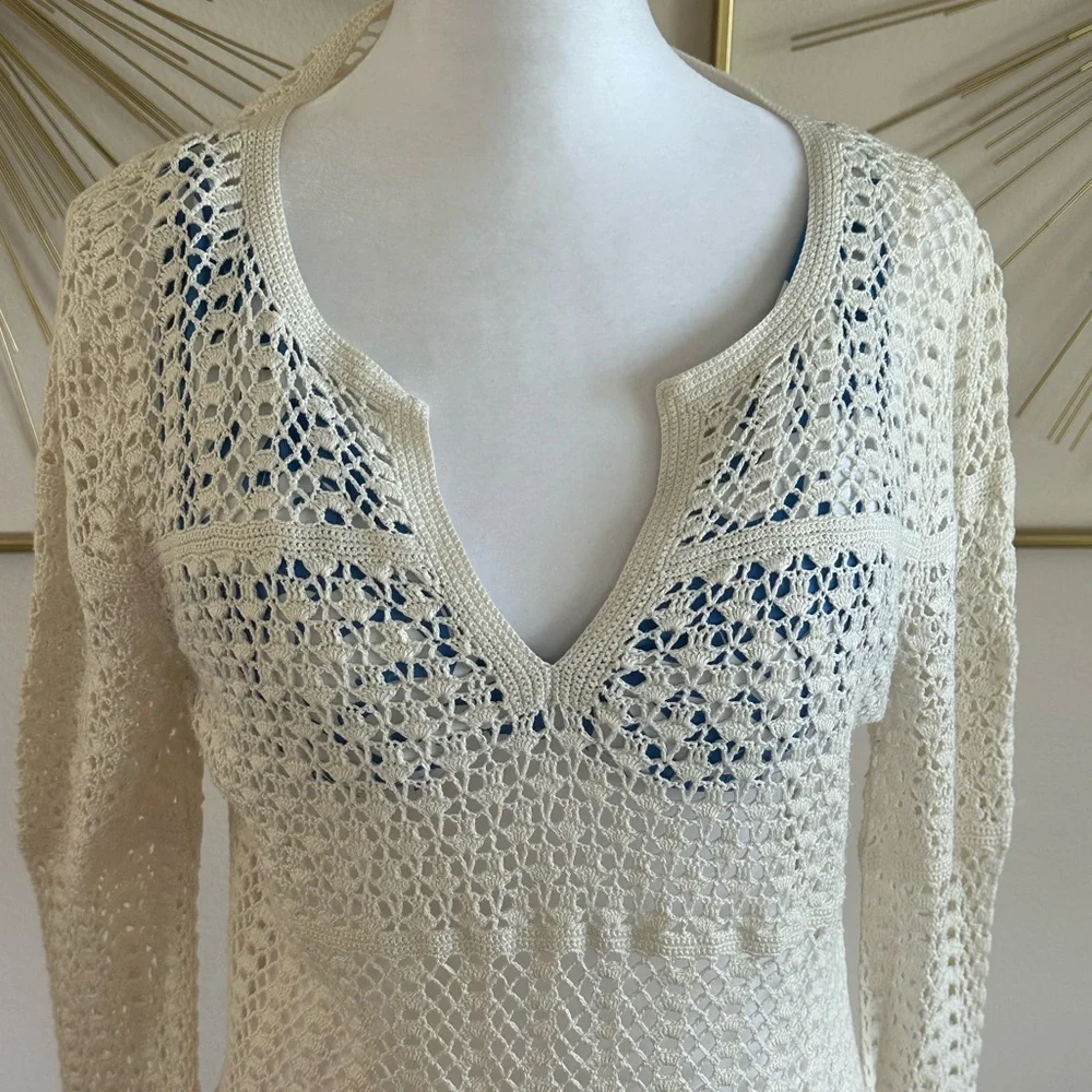 ANTONIO MELANI Long Sleeved Crochet Shirt Size Medium